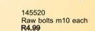 Raw Bolts m10-Each