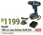 Ryobi 18V Li-Ion Drive Drill Kit 10mm