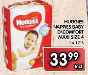 Huggies Nappies Baby D/Comfort Maxi Size 4-1x17's