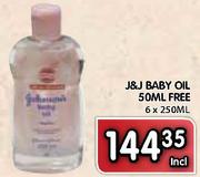 J&J Baby Oil 50ml Free-6x250ml