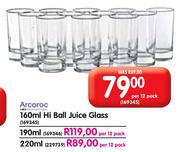 Arcoroc 160ml Hi-Ball Juice Glass-Per 12 Pack