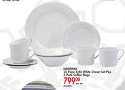  Noritake Artic White Dinner Set-20 Piece Plus Coffee Mugs-4 Pack