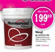 Homestead Acrylic PVA-20Ltr Each