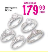 Sterling Silver CZ Rings-Each
