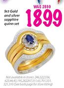9Ct Gold And Silver Sapphire Quinn Set