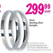 Sterling Silver Bangles-6mm Each
