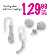 Sterling Silver Microset Earrings-Per Pair