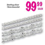 Sterling Silver Bracelet-19cm Each