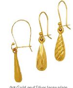 9Ct Gold And Silver Medium Teadrop Earrings-Per Pair