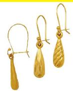 9Ct Gold And Silver Large Plain Teadrop Earrings-Per Pair