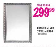 Framed Silver Swirl Mirror-620 x 520mm