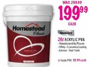 Homestead Classic Acrylic PVA-20L Each