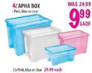Apha Box-13L (Pink,Blue Or Clear) Each 