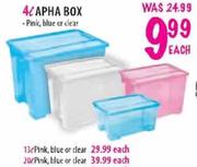 Apha Box-20L (Pink,Blue Or Clear) Each 