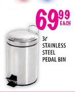 Stainless Steel Pedal Bin-3L Each