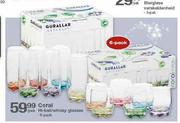 Coral Hi-Ball/Whisky Glasses-6-Pack 