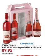 Four Cousins Rose, Blush Sparkling And Glass In Gift Pack-2x750ml