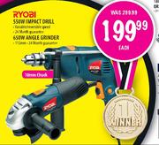 Ryobi Impact Drill-550W/Angle Grinder-650W Each