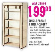 Single Frame 5 Shelf Closet