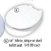 White, Stripe Or Shell Toilet Seat-18"-Each