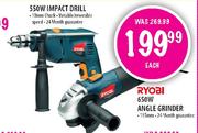 Ryobi Impact Drill-550W & Angle Grinder-650W-Each