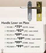 Handle Lever On Plate-Brass