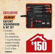 Grip Ratchet Screwdriver & Bit Set