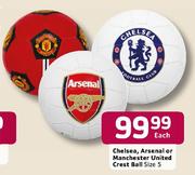 Chelsea, Arsenal or Manchester United Crest Ball (Size 5) - Each