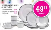 Silver Rim Cup & Saucers-4 Pack 