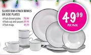 Silver Rim Bowls Or Side Plates-4 Pack 