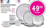 Silver Rim Dinner Plates-4 Pack 