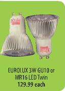 Eurolux 3W GU10 Or MR16 LED Twin-Each