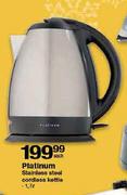 Platinum Stainless Steel Cordless Kettle-1.7L Each