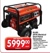 Ellies 6KVA Electrical Start Petrol Generator (FBG7500CXS)-Each