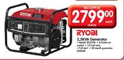 Ryobi 2.5KVA Generator (RG2700)-Each