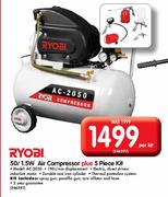 Ryobi 50ltr 1.5W Air Compressor Plus 5 Piece Kit-AC-2050 Per Kit