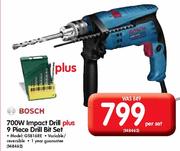 Bosch 700W Impact Drill Plus 9 Piece Drill Bit Set-GSB16RE Per Set
