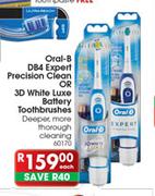Oral-B DB4 Expert Precision Clean/3D White Luxe Battery Toothbrushes -Each