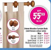 34mm Wooden CUrtain Rods-3m rod