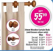 34mm Wooden CUrtain Rods-Janet finial
