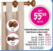 34mm Wooden CUrtain Rods-Medium finial