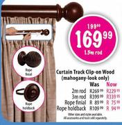 Curtains Track Clip-On Wood-Rope finial