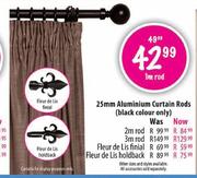 25mm Aluminium Curtain Rods-Fleur de Lis holdback
