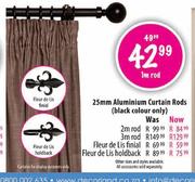 25mm Aluminium Curtain Rods-Fleur de Lis finial