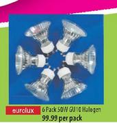 Eurolux 6 Pack 50W GU10 Halogen-Per Pack