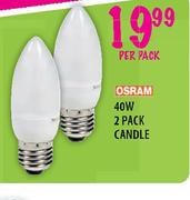 Osram 2 Pack 40W Candle-Per Pack
