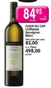 Fleur DU Cap Unfiltered Sauvignon Blanc - 6 x 750ml
