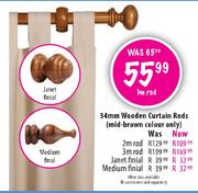 34mm Wooden Curtain Rods Janet Finial