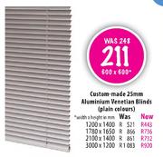 Custom-Made 25mm Aluminium Venetian Blinds-1780x1650mm