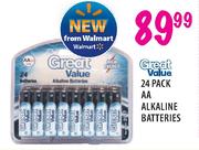 Great Value AA Alkaline Batteries-24's Pack